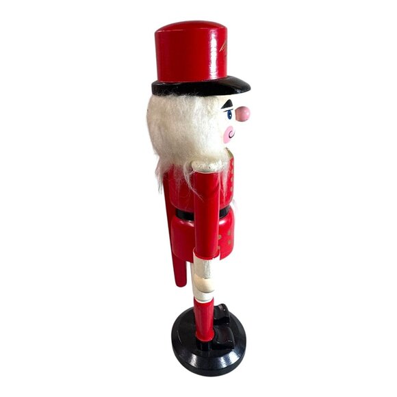 Vintage Wooden Red & Black Handcrafted Nutcracker Figurine Toy Soldier 14" - Picture 9 of 10